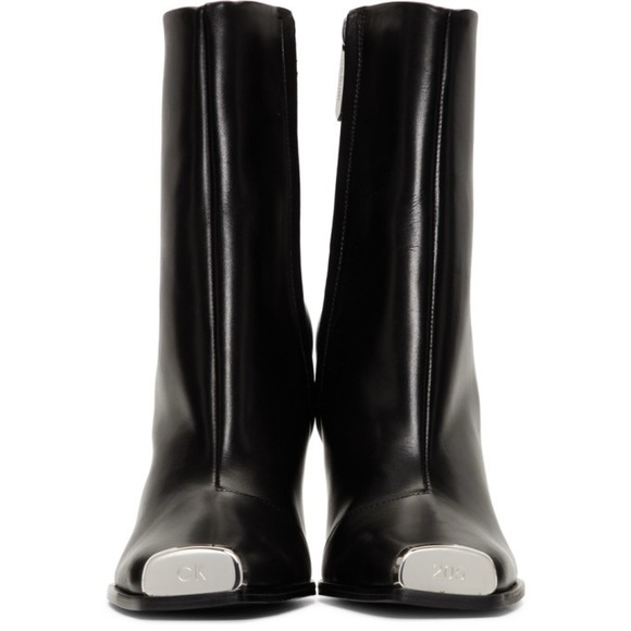 Calvin Klein Shoes - CALVIN KLEIN 205W39NYC Wilamiona Metal-Trimmed Leather Ankle Boot